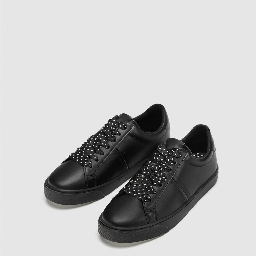 NWT Black Sneakers with Polka Dot Laces